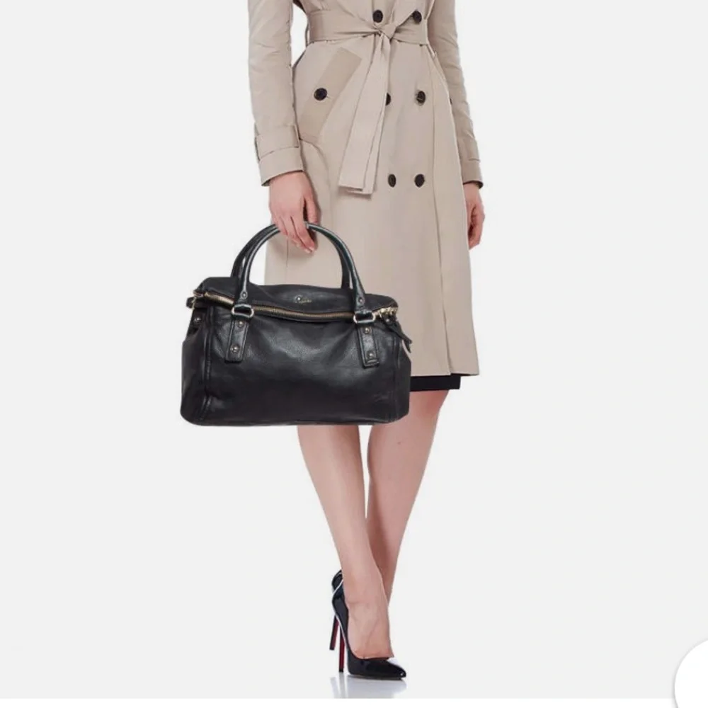 kate spade Black Leather Satchel with Gold Hardware